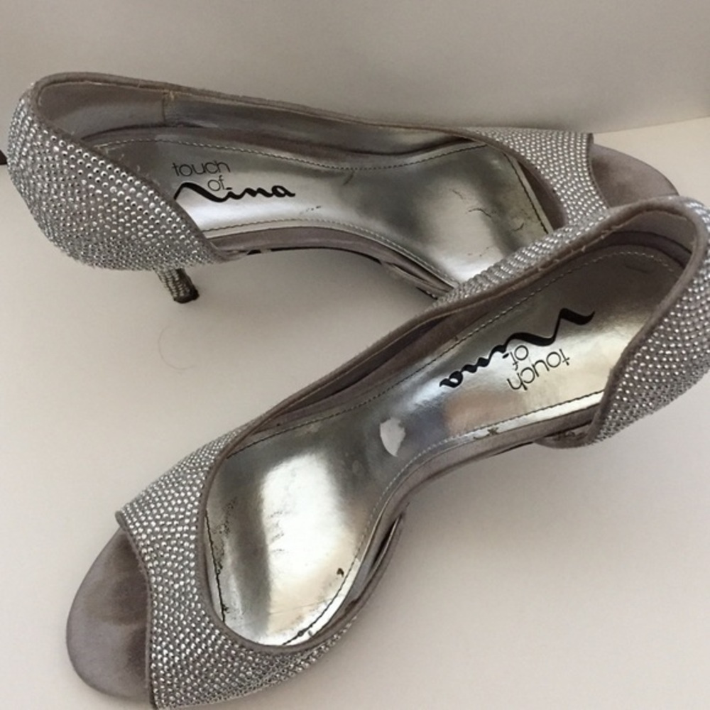 Touch of Nina heels size 7.5 open toe gray